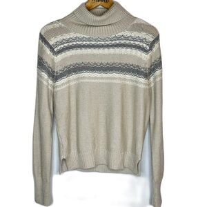 Jun & Ivy Francesca’s Wool Cashmere Blend Knit Striped Turtle Neck Sweater Med